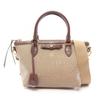 Used LOGO JACQUARD 2WAY Handbag 1BA111 Canvas Leather Beige Brown Used Women