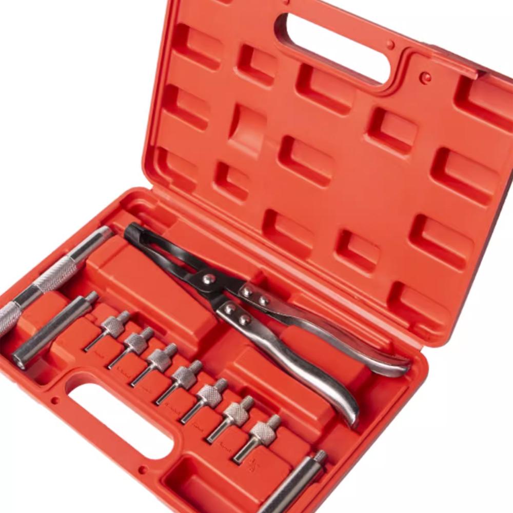 11-teiliger Ventilschaftdichtungszange Zylinderkopf-Federspanner Montierwerkzeug Abzieherzange für Präzisionsbearbeiteten Dichtungs-Eintreibadapter