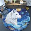 White Wolf Round Area Rug,Carpet Rug for Living Room Bedroom Sofa Playroom Decor,Non-slip Floor Mat
