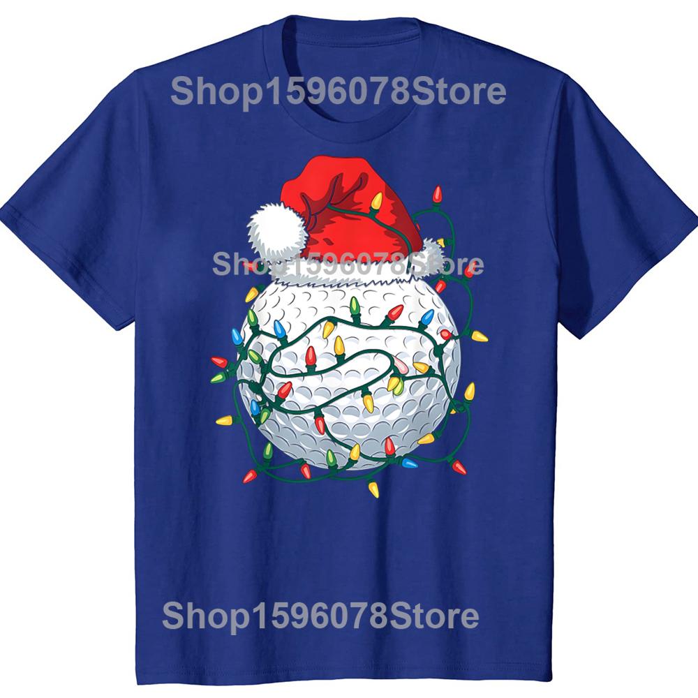 Pallina da Golf Cappello di Babbo Natale Golf di Natale Luci di Natale Magliette Cotone Umorismo Streetwear Manica Corta Unisex Girocollo Largo Abbigliamento