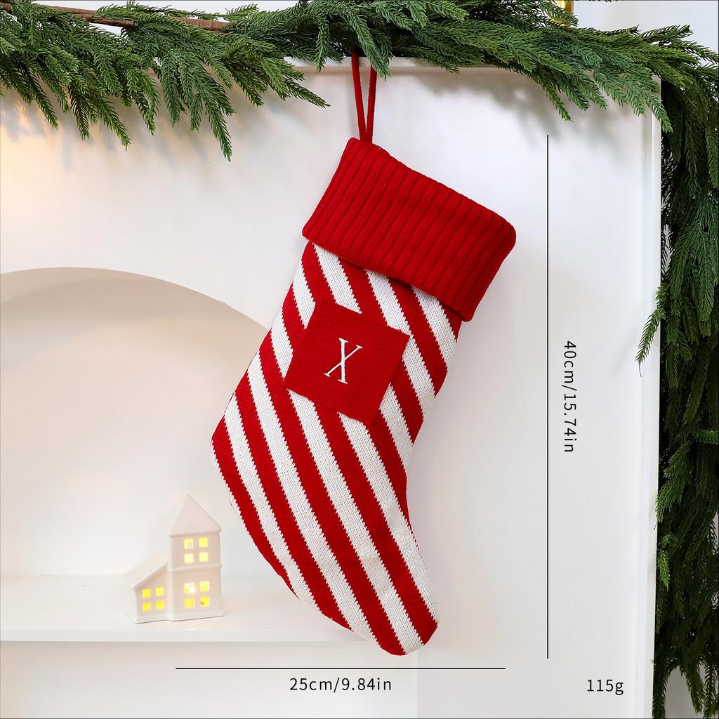 Christmas Letter Tree Ornament With Fabric Material And Red White Stripe Style For Xmas Decor