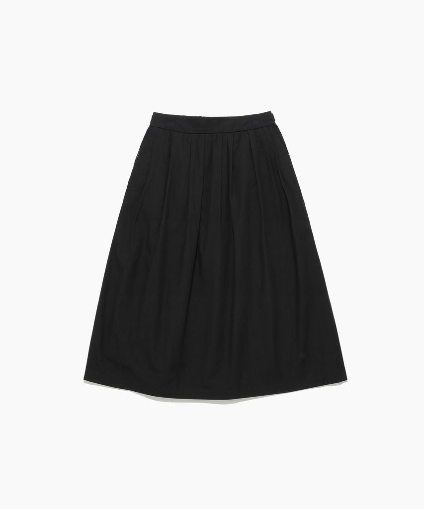 Tudument Shirring Long Skirt Black