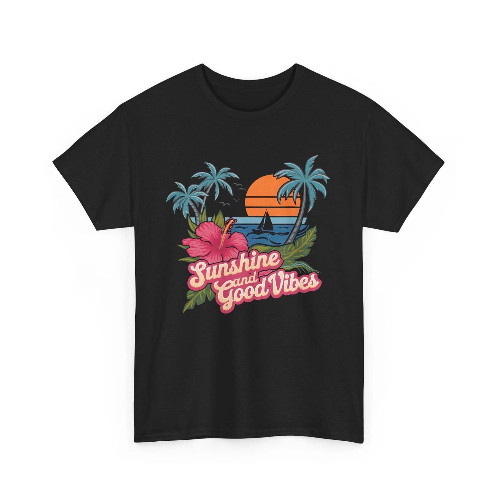 

Beach Vibes T-Shirt | Summer Ocean Waves Tee | Retro Sunshine and good vibes 4XL