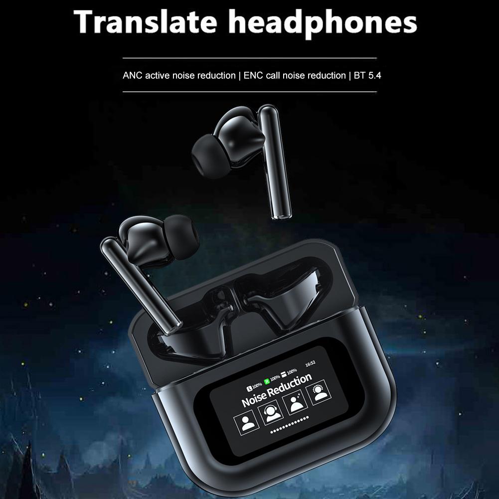 144 Languages Real Time Translator Earbuds ANC Noise Cancelling Wireless BT 5.4 Two-Way Translator Earbuds for Business Travel