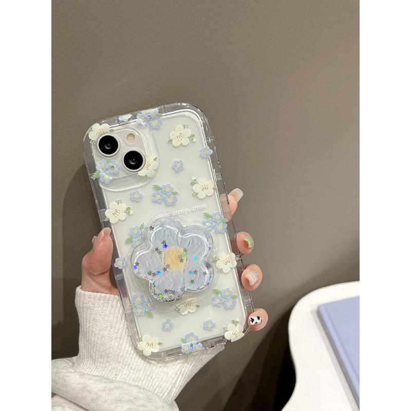 Flowers for IPhone17 Mobile Phone Case 13promax Transparent Airbag 14 Anti-fall 12pro for Apple 15 Female/16