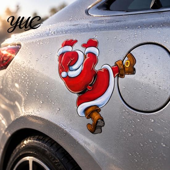 Removable Christmas Party Decals Hanging Santa Claus Car Sticker, Self Adhesive Decorative Decal, Body Waterproof PVC Auto Exterior Cling for