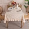Light Luxury Cotton Apricot Embroidered Flowers And Plants Animal Skirt Pleated Lotus Leaf Edge Round Coffee Table Tablecloth Dining Table Cloth