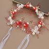 Bridal Pearl Hair Headdress Flower Wreath Bride Garland Head Hoop Headbands Hair Jewelry