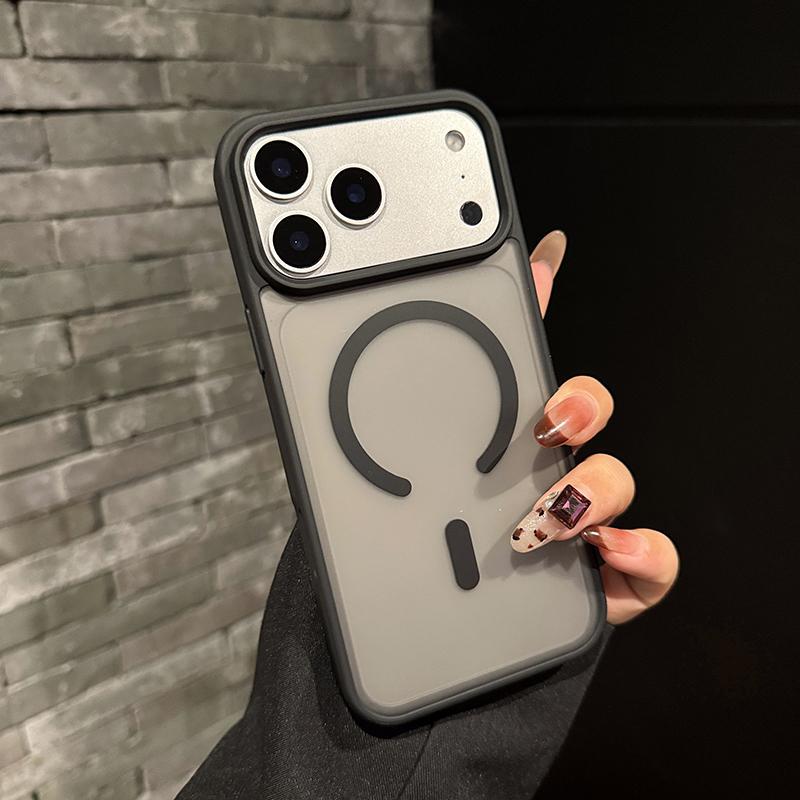 Alloy Lens Frame Matte Case for iPhone 17 16 15 14 13 12 11 Pro Max 17E Air 16E Hybrid Magnetic Charge Shockproof Hard Cover