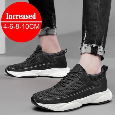 Modische, atmungsaktive Turnschuhe für Herren, Schuhe mit Erhöhung, Einlegesohle 8 cm, schwarz, größere Schuhe für Herren, Freizeit, Mode, Sport, Übergröße 37–44