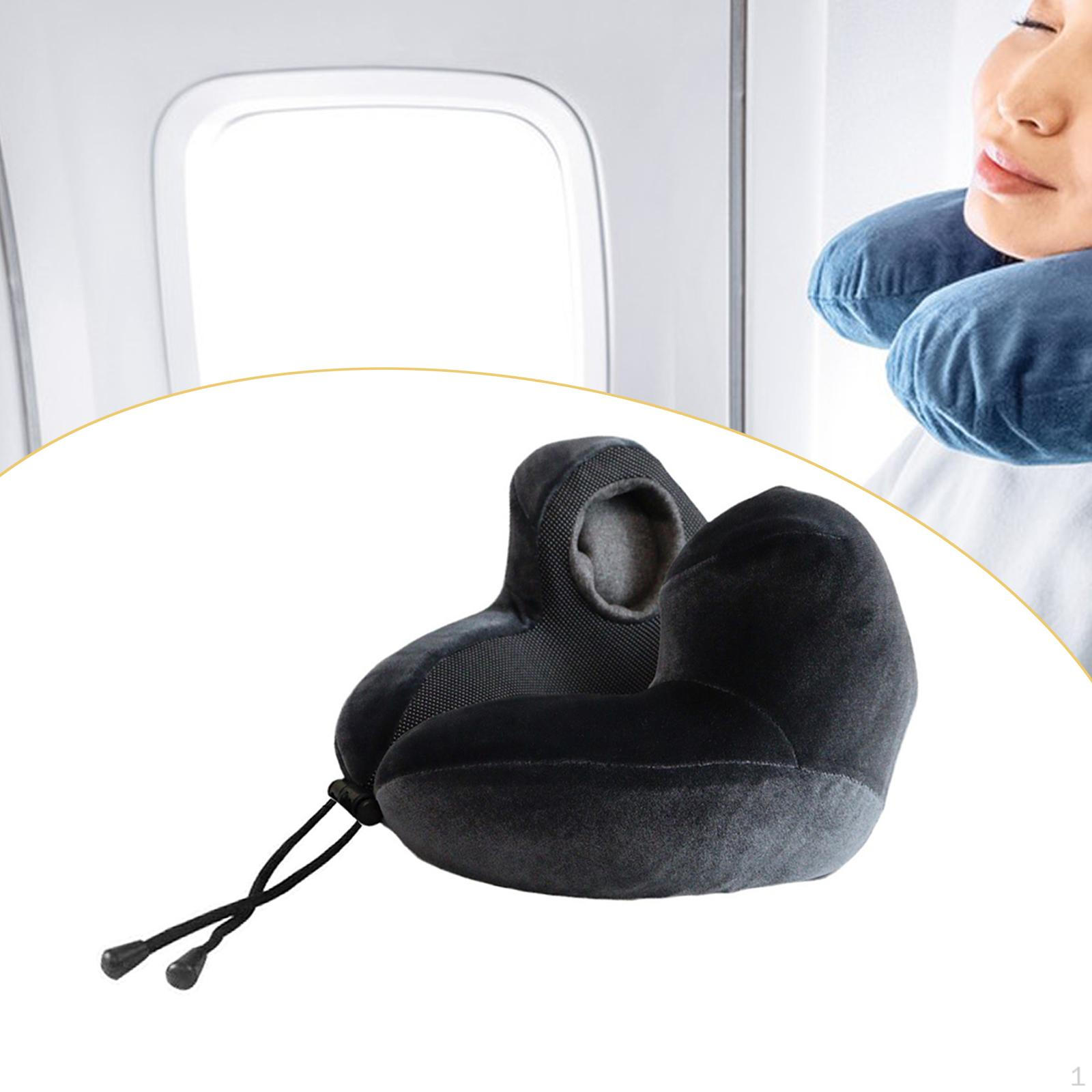 

Travel Pillow Memory Foam Ergonomic Easy Storage Supplies Neck U Shape Cushion for Road Trip Black