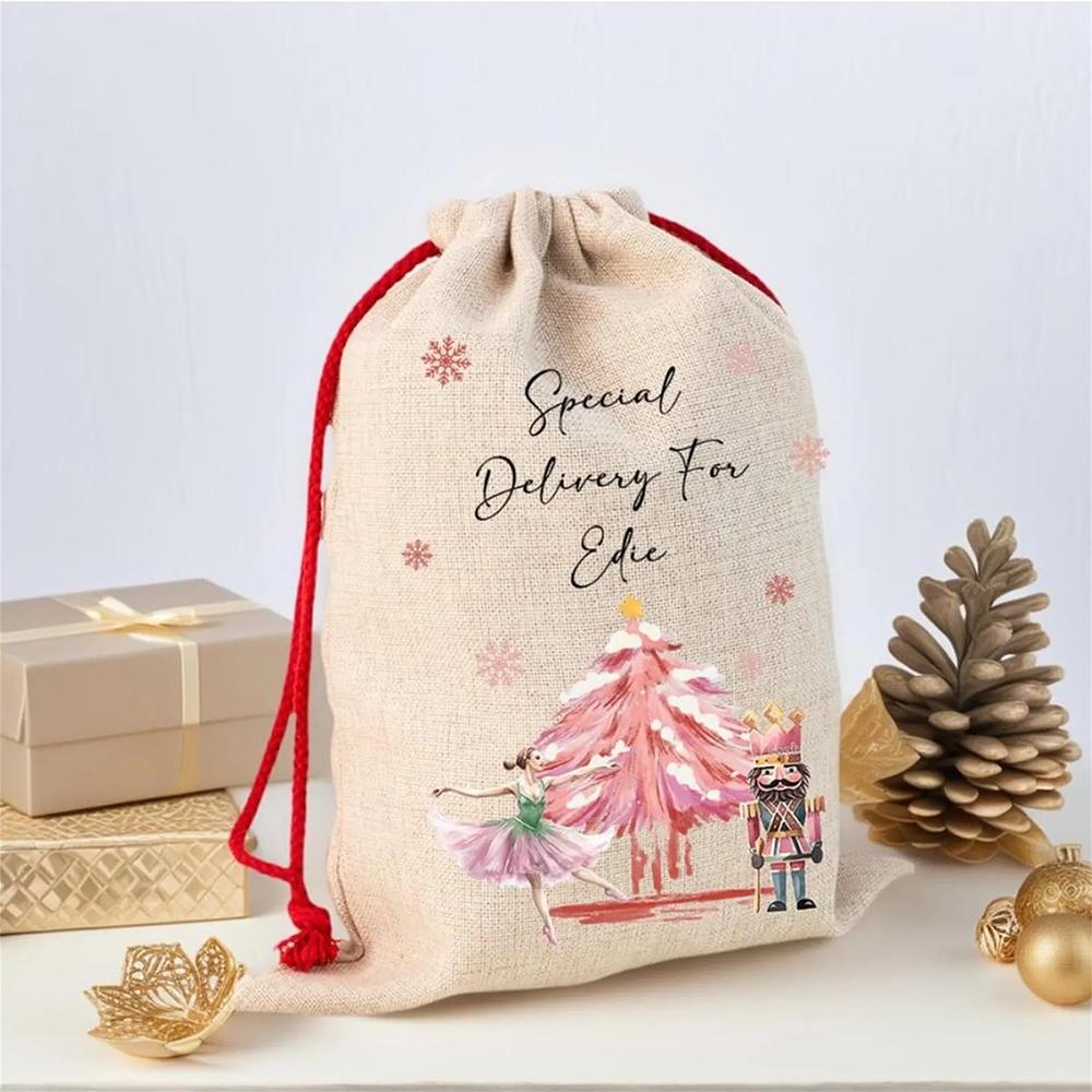 Personalised Christmas Eve Box Nutcracker Ballerina Gift Bag Ballet Gift Bag for Girls Special Delivery Christmas Santa Sack