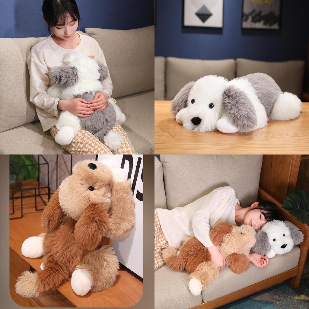 Adorable Soft Plush Long Hair Dual Color Dog Doll For Cuddly Comforting Gifts