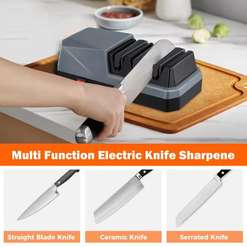 Ascuțitor electric de cuțite în 3 etape Sistem profesional de ascuțit cuțite cu discuri diamantate, Potrivit pentru cuțite de bucătărie