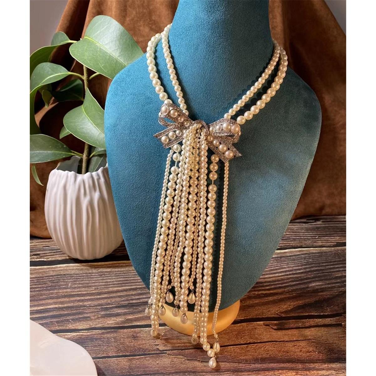 

Tooxika Легкая Роскошь Темперамент Стиль Знаменитости Бант Жемчужная Кисточка Ожерелье Банкет Подиум Платье Аксессуары Для Женщин