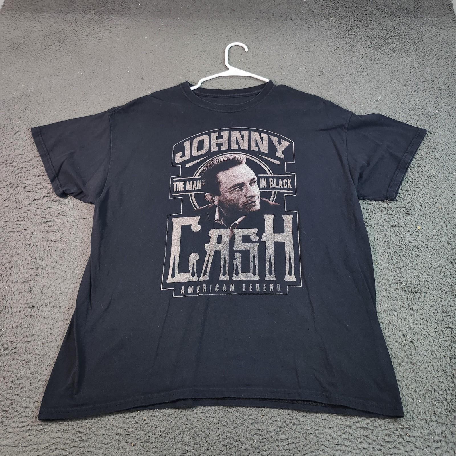 Johnny Cash Shirt Mens XL Black Man In Black American Legend Band Graphic Tee Unisex T-Shirt S
