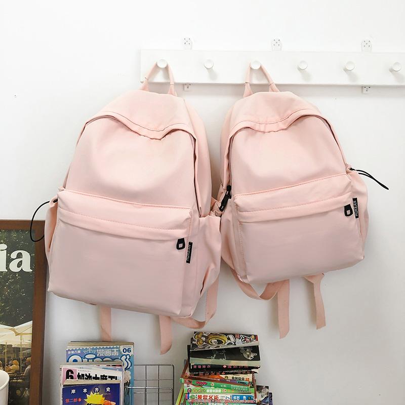 Lightweight Travel Backpack Women Large Capacity Backpack Solid Color Student Schoolbag