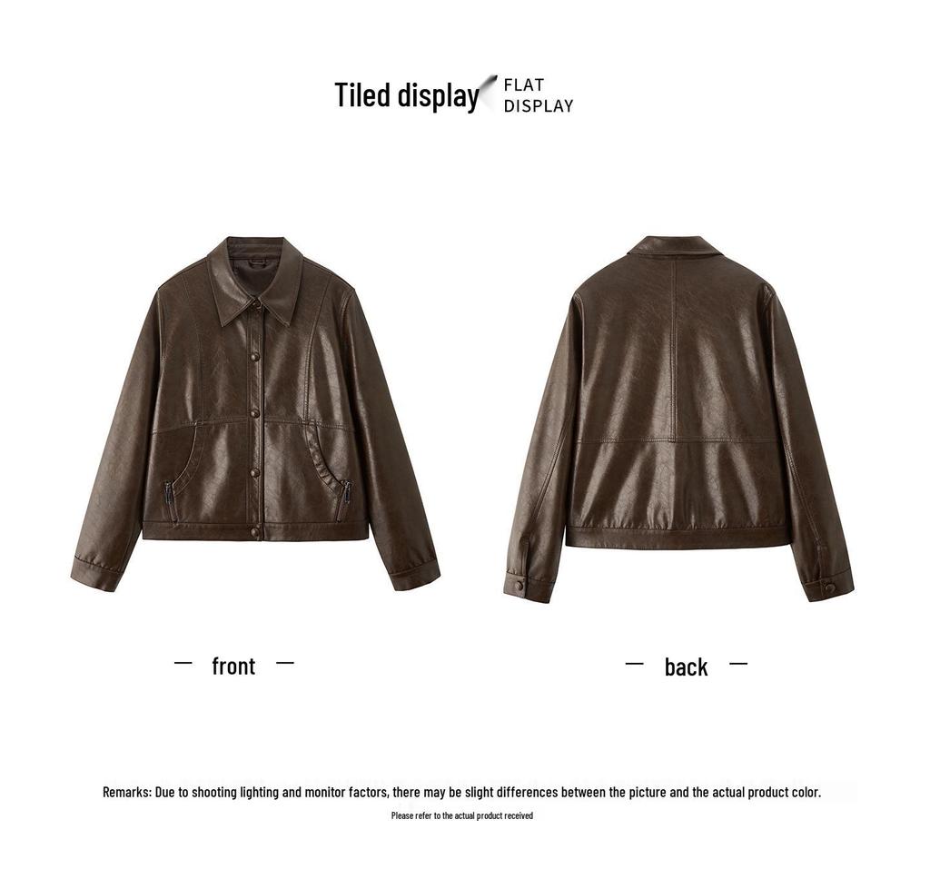 2025 Autumn/Winter Korean Style Genuine Sheepskin Jacket with Turn-Down Collar - Casual, Loose, and Versatile