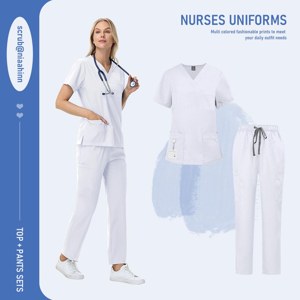 

Женские хирургические костюмы для медсестер, униформа с V-образным вырезом и короткими рукавами, комплекты для скрабов оптом, лабораторная одежда для салона красоты, рабочая одежда, комплект медсестры для ветеринара XXL