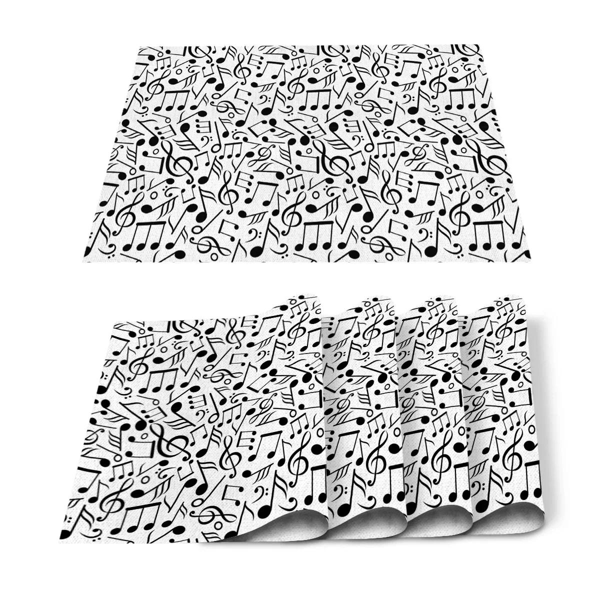 

Music Notes Placemat Set Musicial Lover Dining Table Mats Washable Place Mat for Kitchen Dinner Parties Wedding Decor Coffee Mat 2pcs 30x45cm