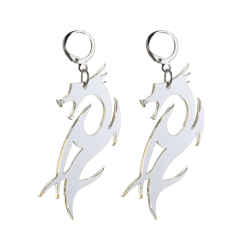 Acrylic Streetwear Jewelry Mirror Surface Darts Hoop Earrings Dragon Earrings Dragon Pattern Totem