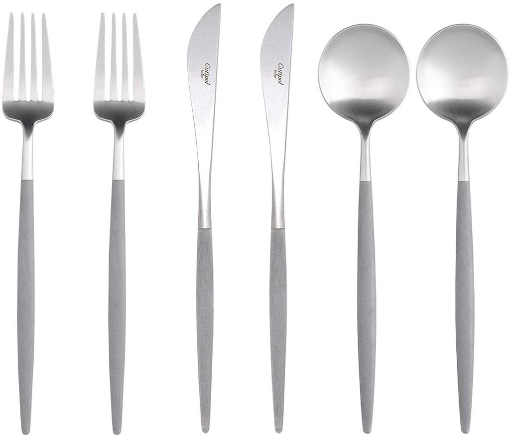 Cutipol GOA Silver Dinner 2 2 set in original presentation gift box Gray/Matte (2 knives, forks, spoons) 6-piece box, [ ]