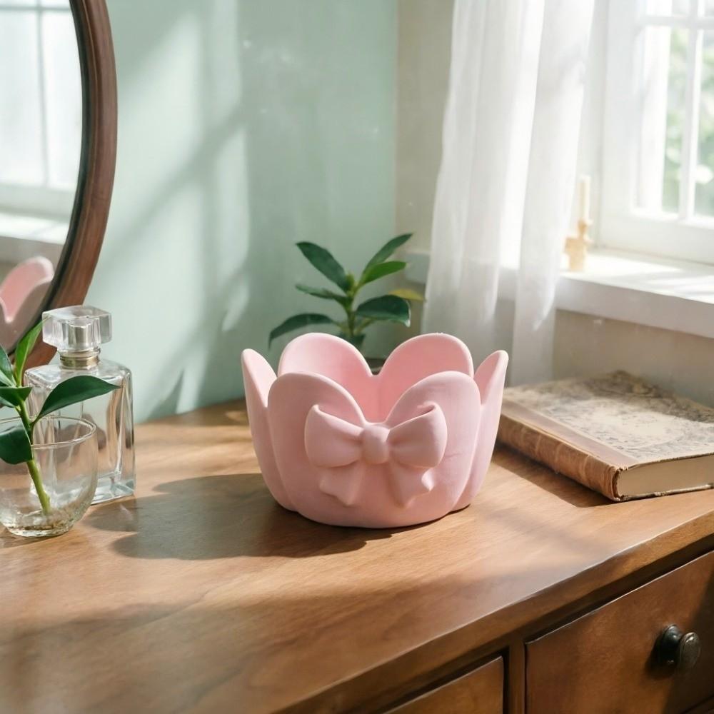 Simple Design Jewelry Tray Plastic Material Key Storage Box Fashion Bowknot Storage Dish  Daily