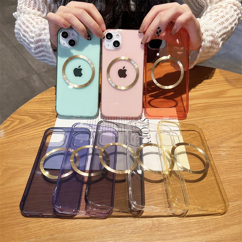 Candy Color Magnetring Klare Telefonhülle für iPhone 13 11 12 14 Pro Max Xs Max Xr X 13pro Max Silikon Stoßfeste Softcover