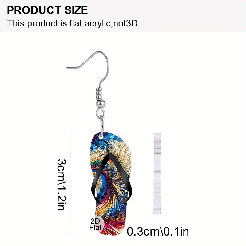 Charming Ocean Style Vacation Arcylic Earrings for Women Girls, Cartoon Flip Flops with Beach Starfish Shell Marine Life Hoop Earring Jewelr