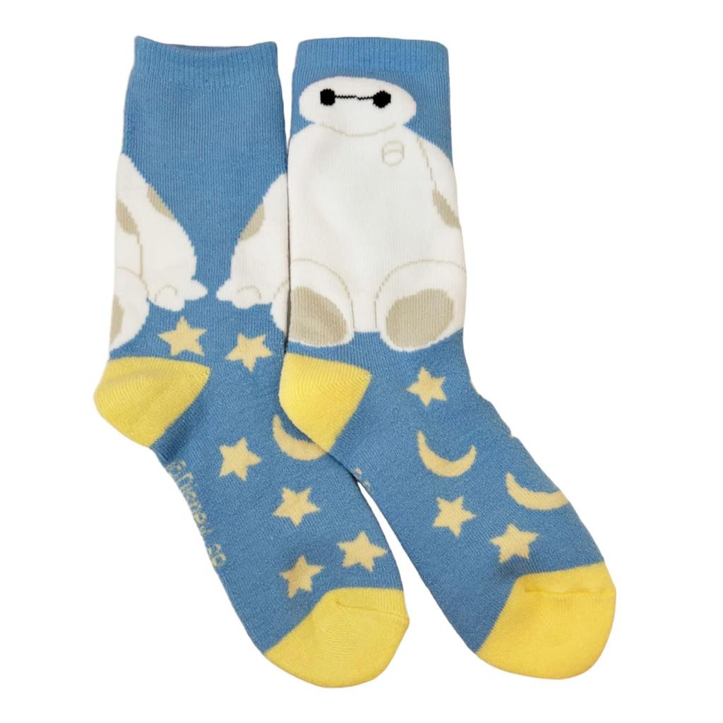 Small Planet Disney Warm Room Socks, Baymax, Moon and Stars, Women's, Sizes 23-25cm