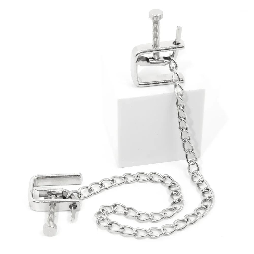 Adjustable Metal Chain Nipple Clamps  Extreme Fetish Slave Nipple Clip Sex Goods For Adult Sex Games Tools Erotic Products