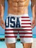 Men's Beach Shorts, Beach Vacation Outfits, 3D Print Usa Flag Pattern Print