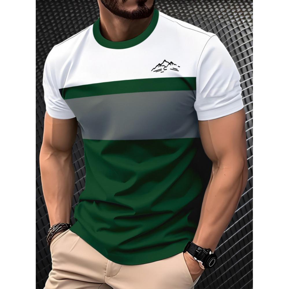 Summer Fashion Round Neck Short Sleeved T-shirt Casual Versatile Men's Top