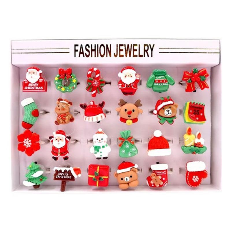 

24 шт. Рождественские светящиеся светодиодные кольца 3D светодиодные огни для пальцев Рождественская вечеринка Мигающие кольца Светящиеся в темноте Рождественские игрушки