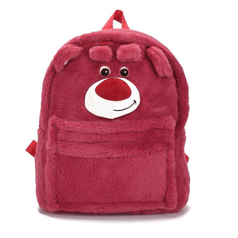 2023 New Summer Strawberry Bear Backpack Large Capacity Thickened Plush Cartoon Bag For Sweet Girls