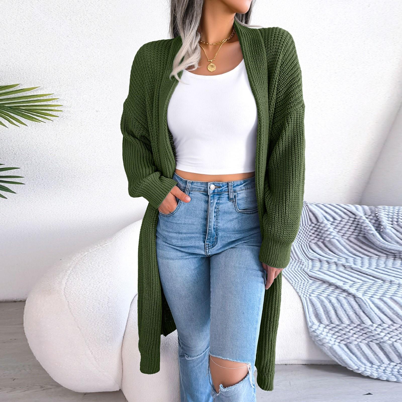 

Женский длинный вязаный кардиган с открытой передней частью S