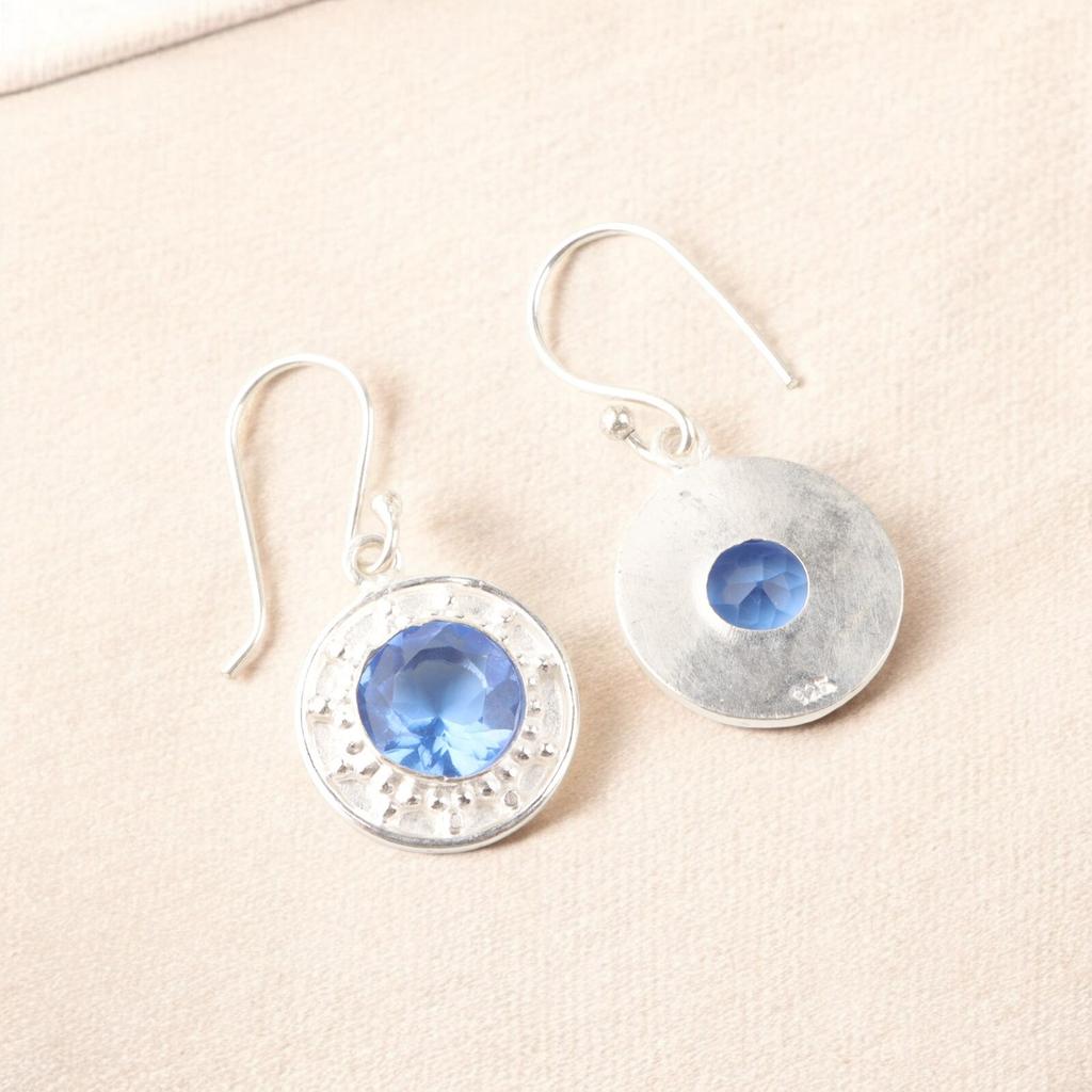 Natural Tanzanite Gemstone 925 Sterling Silver Handmade Women Hook Earrings 1.5" EE-153-10