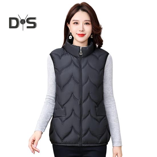 

Женский зимний жилет, пальто, утолщенный, с воротником-стойкой, защита шеи, без рукавов, верхняя одежда, застежка-молния, однотонный, сохраняющий тепло жилет XL чёрный