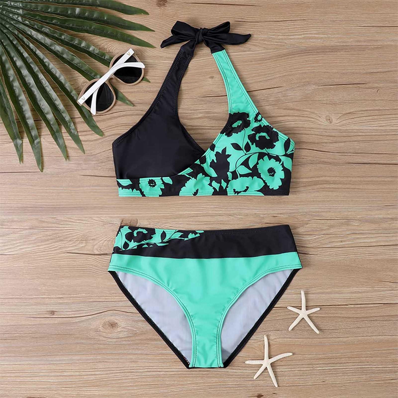 

Женское модное бикини с разрезом и высокой талией, с подушечками для бюстгальтера и без стального купальника с бюстгальтером XXXXL зелёный