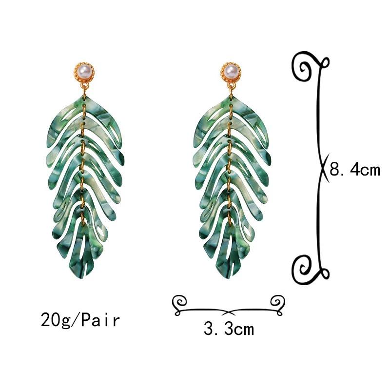 Big Geometric Tassel Resin Korean Fashion Statement Acrylic Hawaii Leaf Pearl Drop Earings Trend Jewelry for Women 2021