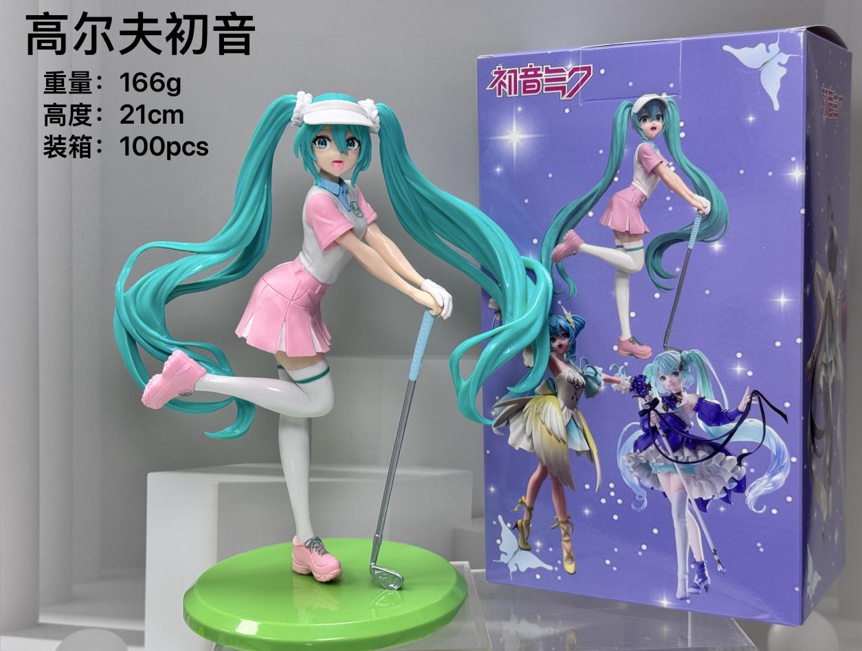 

20CM BANDAI Anime HATSUNE MIKU Holiday Memories Figure Golf Series Standing Model Toy Doll Aciton Figure Collection Gift PVC With box