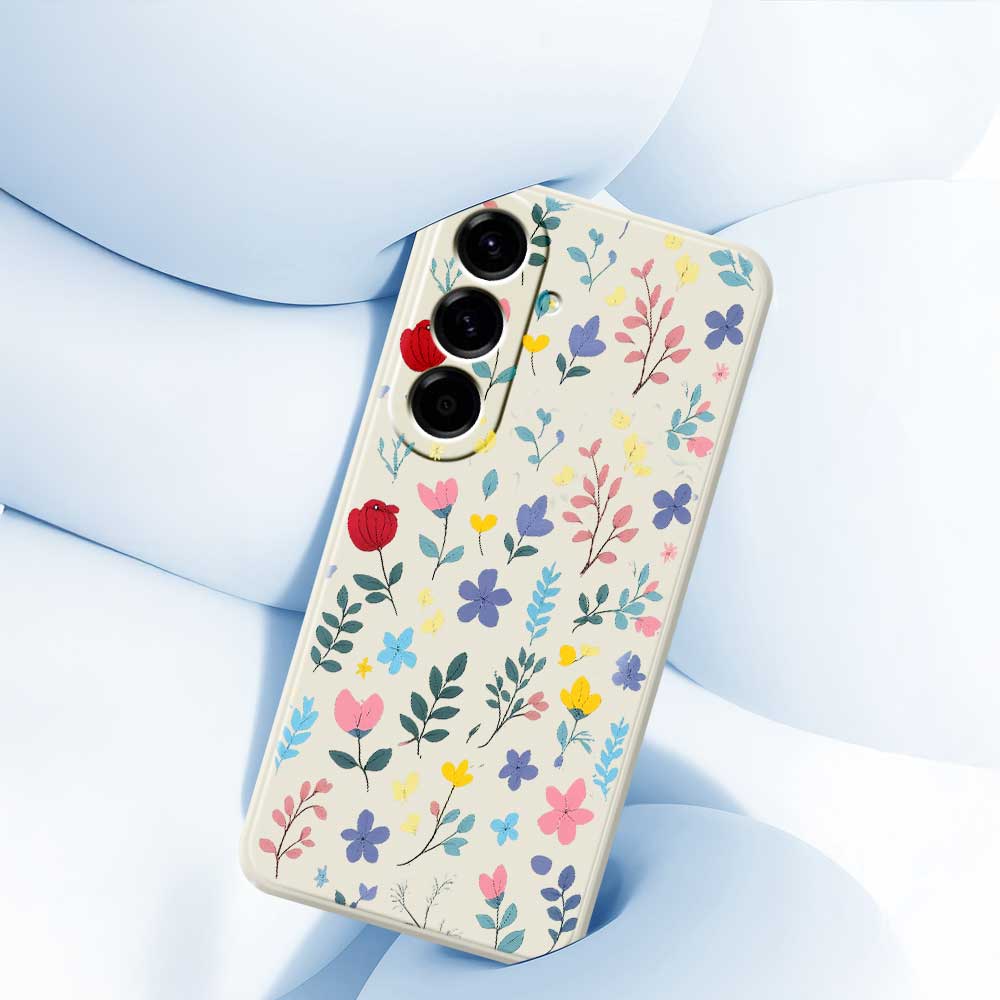 For Samsung Galaxy A56 5G Case Colorful Flower Branches Pattern Printing Straight Edge TPU Phone Back Cover