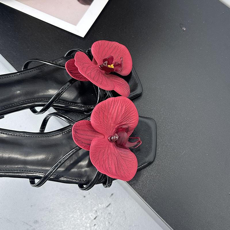 Fashion Big Size 43 Summer Beach Women Flats Slippers Shoes Square Toe Fashion Flower Ladies Flats Slippers Female Slides Sandals Shoes