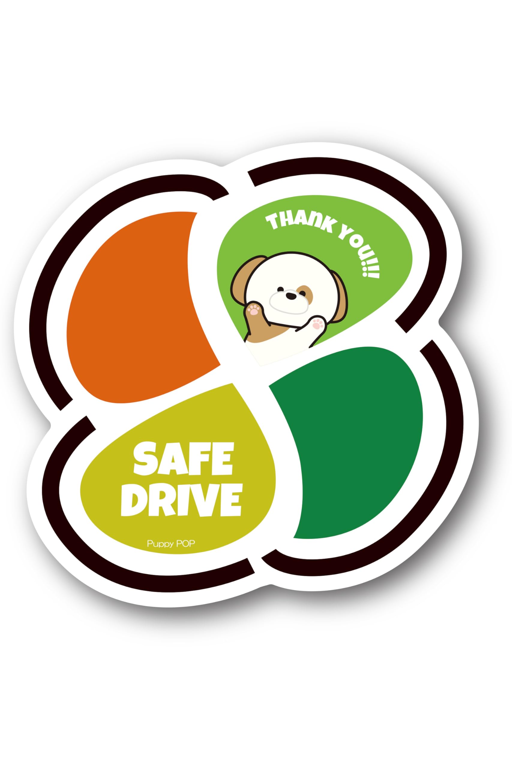 

[Puppy POP] Silver Mark Car Magnet Sticker SAFE DRIVE Senior Mark Senior Mark [Puppy Pop Heartful Dog] 100x100mm
