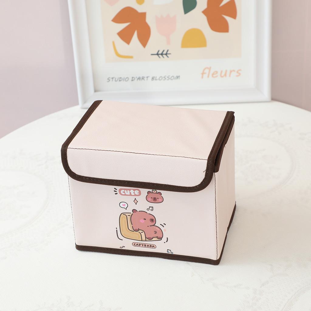 Portable Pu Storage Bin With Capybara For Bedroom Desk And Office Supplies Organization