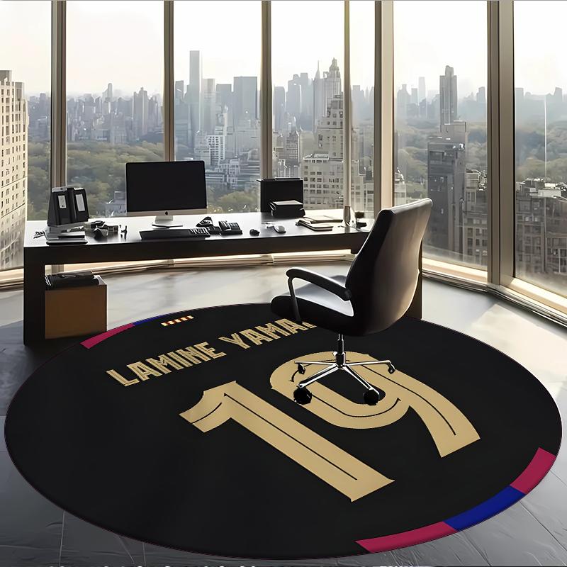 Lamine (19) Round Office Rug Decorative Floor Rug for Office Bedroom Living Room and Home Space