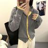 Women's Color Block Hooded Cardigan: Two-Piece Knit Sweater Coat, Loose-Fit for Spring & Autumn