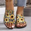 2024 Cross-Strap Sunflower Plus Size Beach Sandals - Flat Casual Slippers