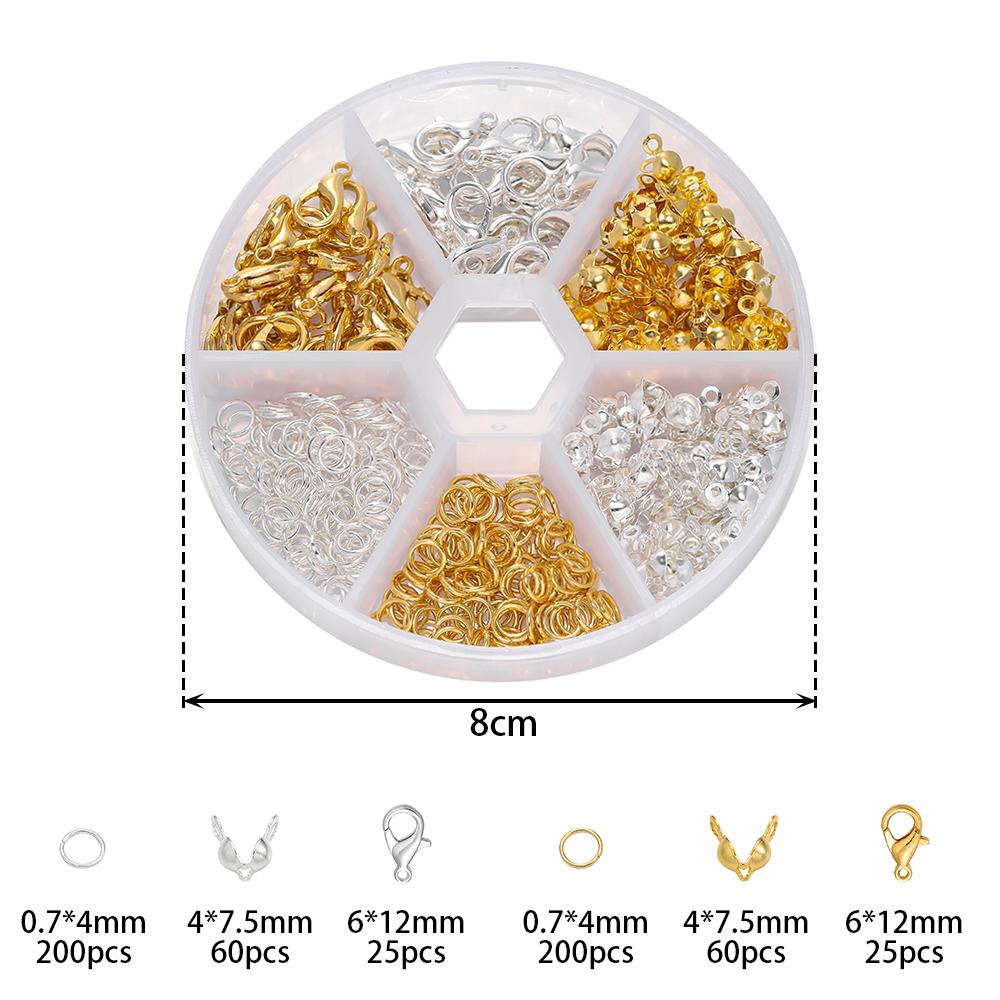 1set Gold Silver Lobster Clasp Open Jump Rings Crimp Beads End Cap For Jewelry Making DIY Necklace Connector Accessories
