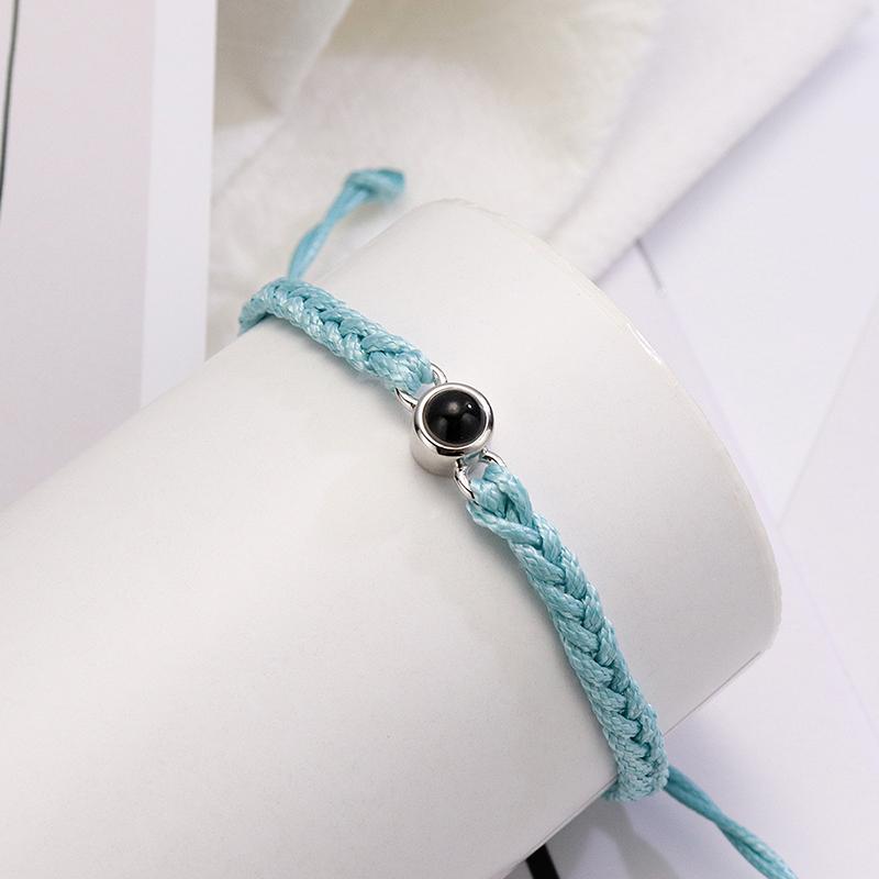EthShine Personalized 925 Silver Circle Photo Bracelet Projection Bracelets Custom Photo Bracelet Couple Memorial Gift Women